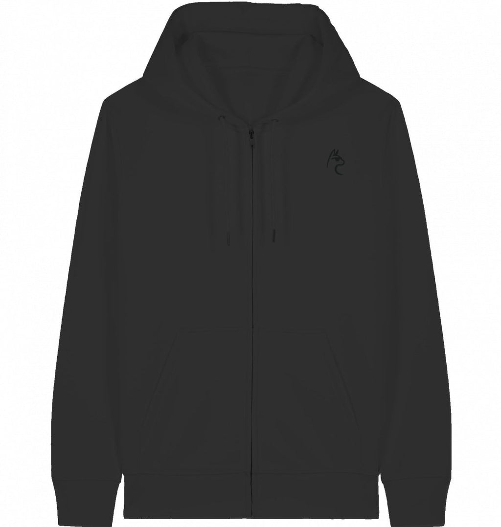 Hybrid Zipper Hoodie Black Logo - The Lifting Lama Shirt