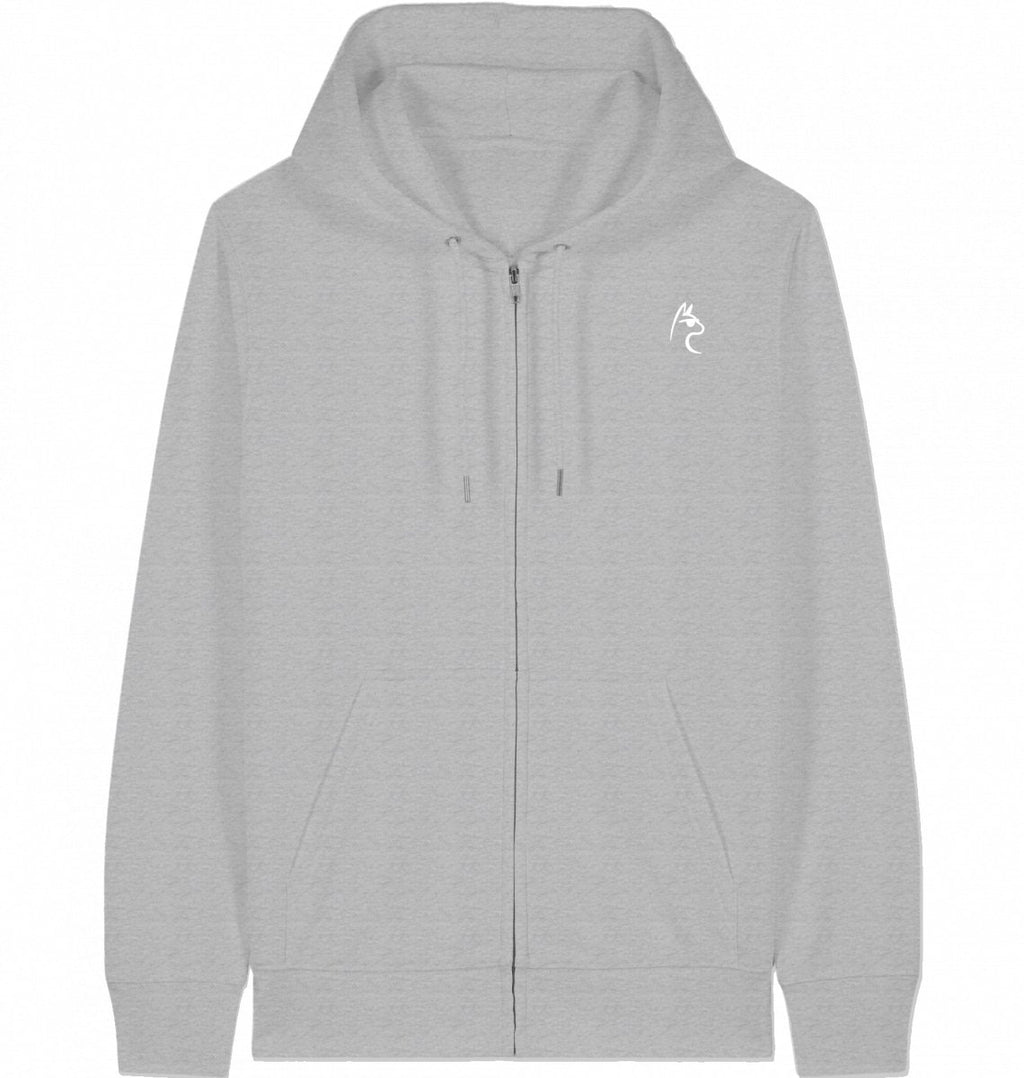 Hybrid Zipper Hoodie White Logo - The Lifting Lama Shirt