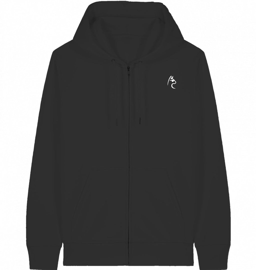 Hybrid Zipper Hoodie White Logo - The Lifting Lama Shirt